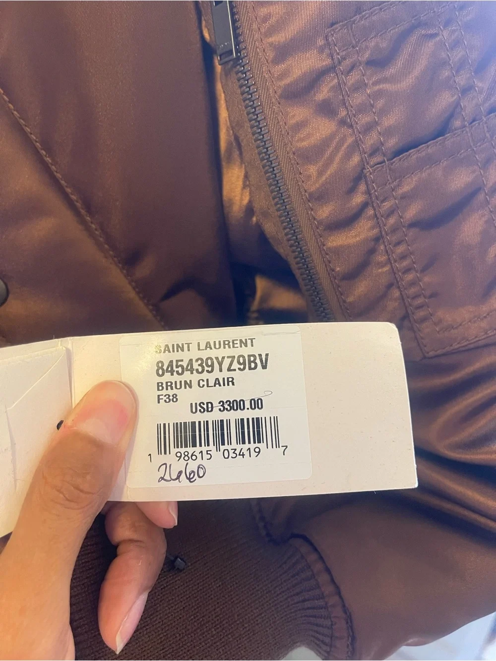 Saint Laurent Brown Satin-Look Bomber Jacket